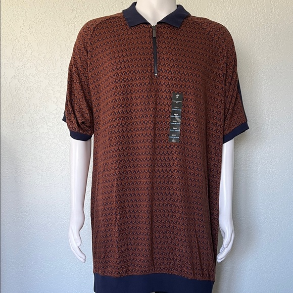 Shaquelle O’Neal Other - Shaquille O’Neal 2XLT Short Sleeve Knit Polo Geometric Pattern Casual Top